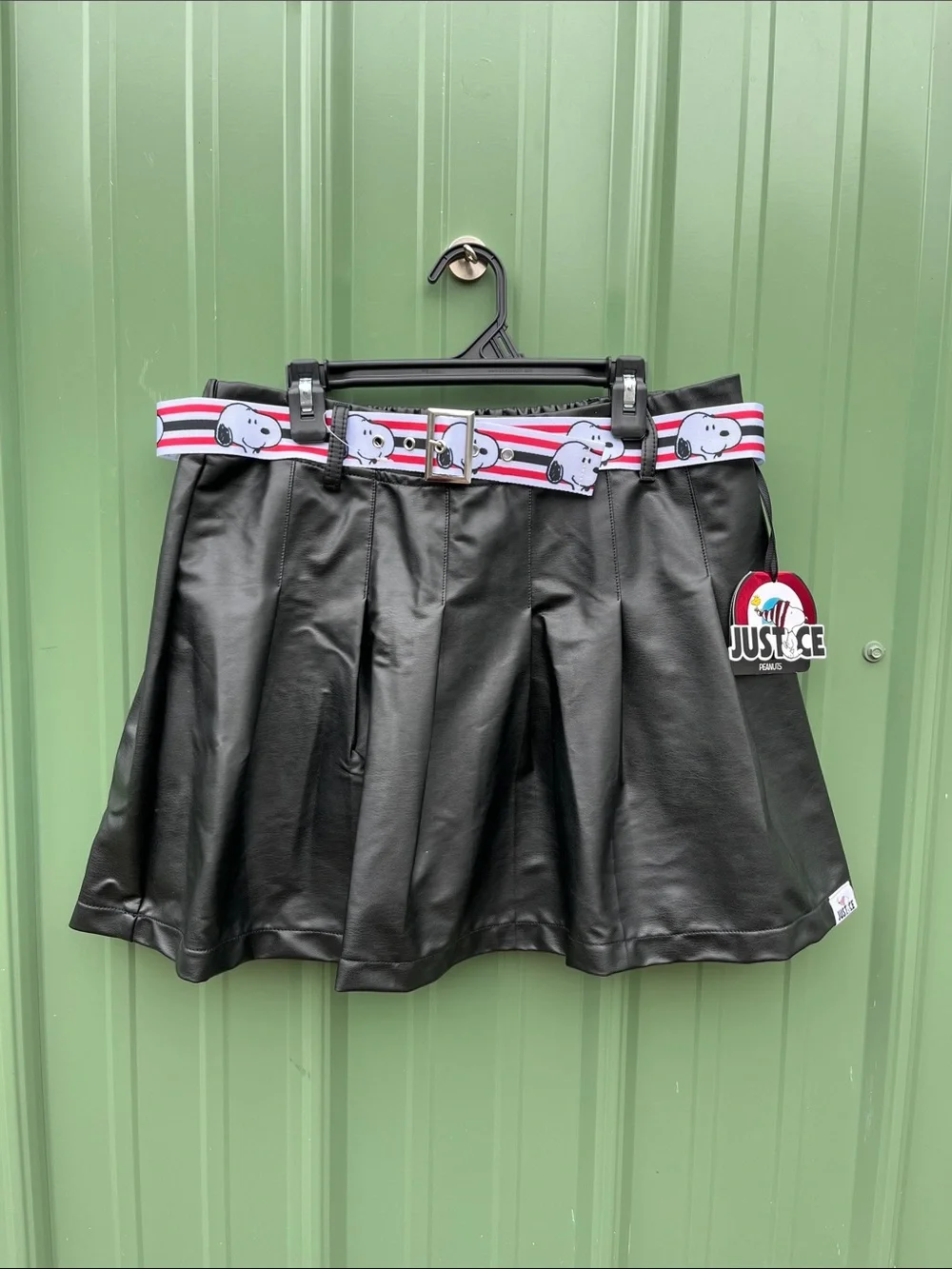 Girls Justice x Snoopy Pleated Faux Leather Skirt Size XLP